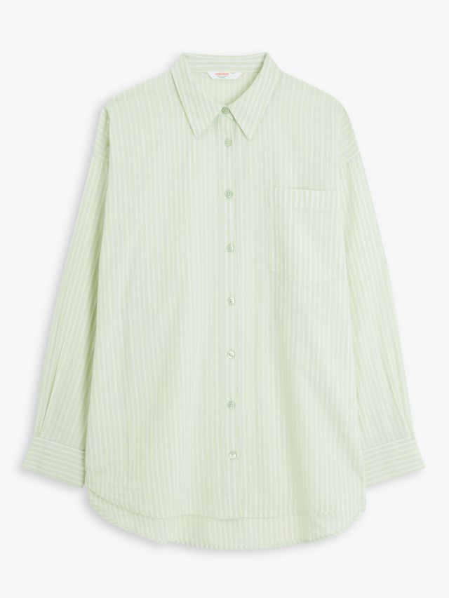 John Lewis ANYDAY Relaxed Fit Textured Stripe Shirt, Green, 6