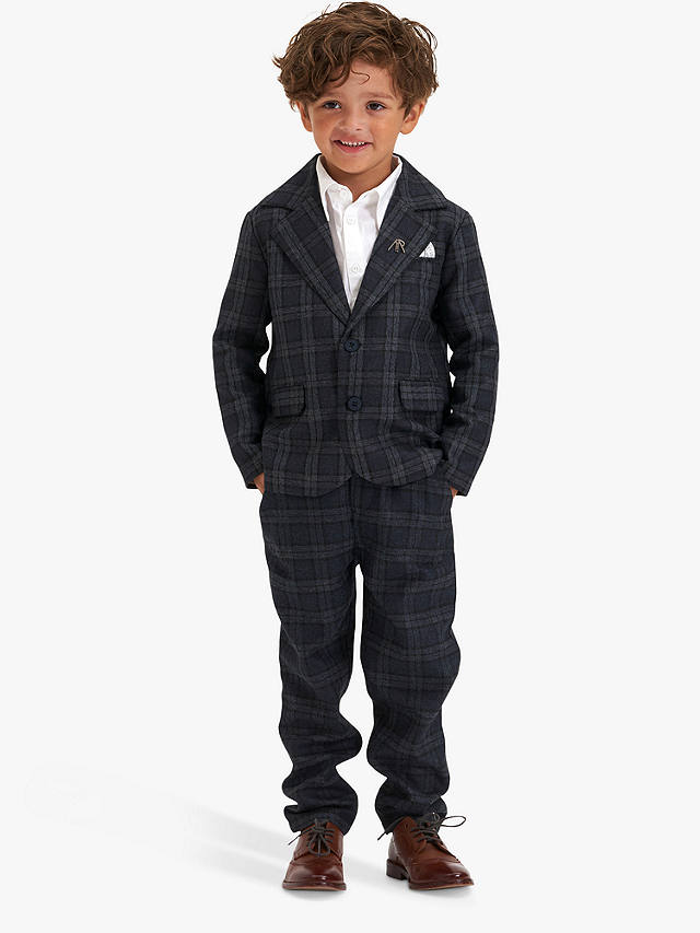 Angel & Rocket Kids' Jameson Check Suit Trousers, Grey