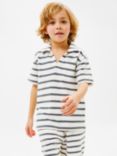 John Lewis Kids' Towelling Stripe Polo Shirt, White