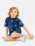 John Lewis Kids' Palm Tree Jersey Top & Shorts Set, Blue