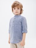 John Lewis Kids' Grandad Collar Cotton Linen Blend Shirt