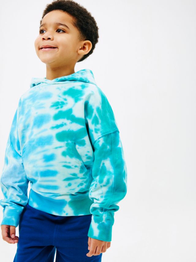 John Lewis Kids Tie Dye Pullover Hoodie Blue 2 years