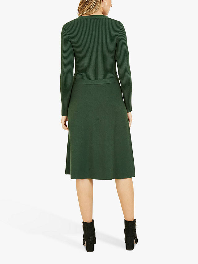 Yumi Knitted Skater Dress, Green
