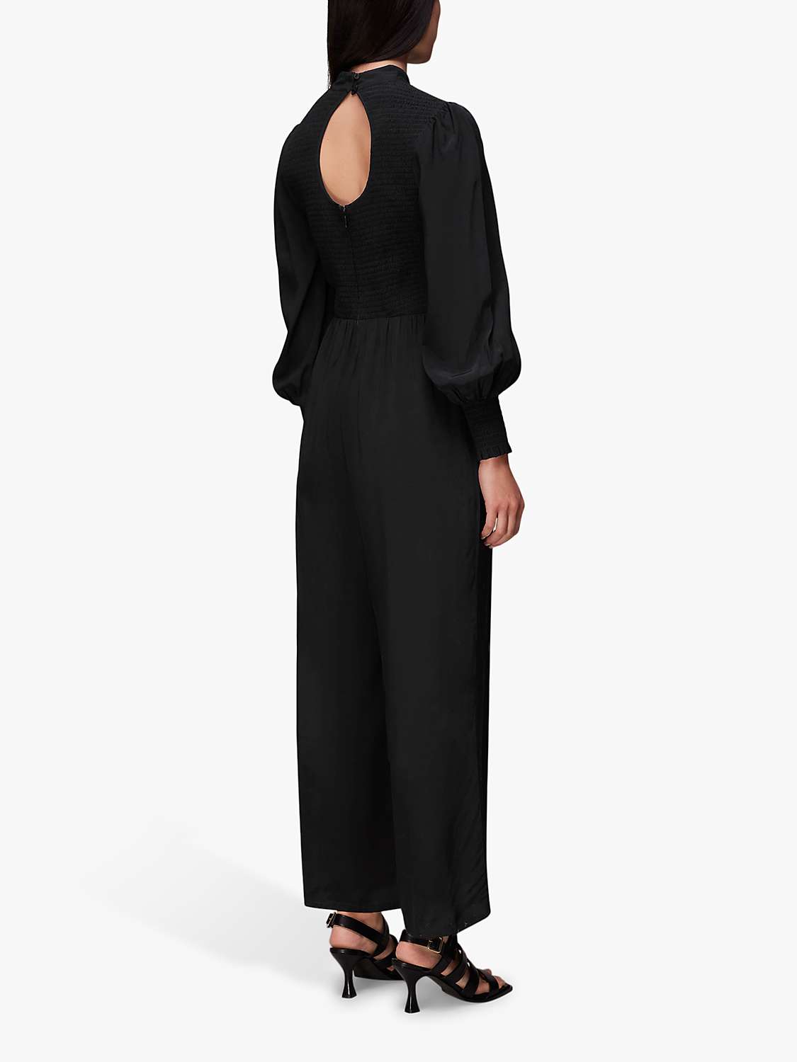 Buy Whistles Shirred Cuff Empire Line Jumpsuit, Black Online at johnlewis.com