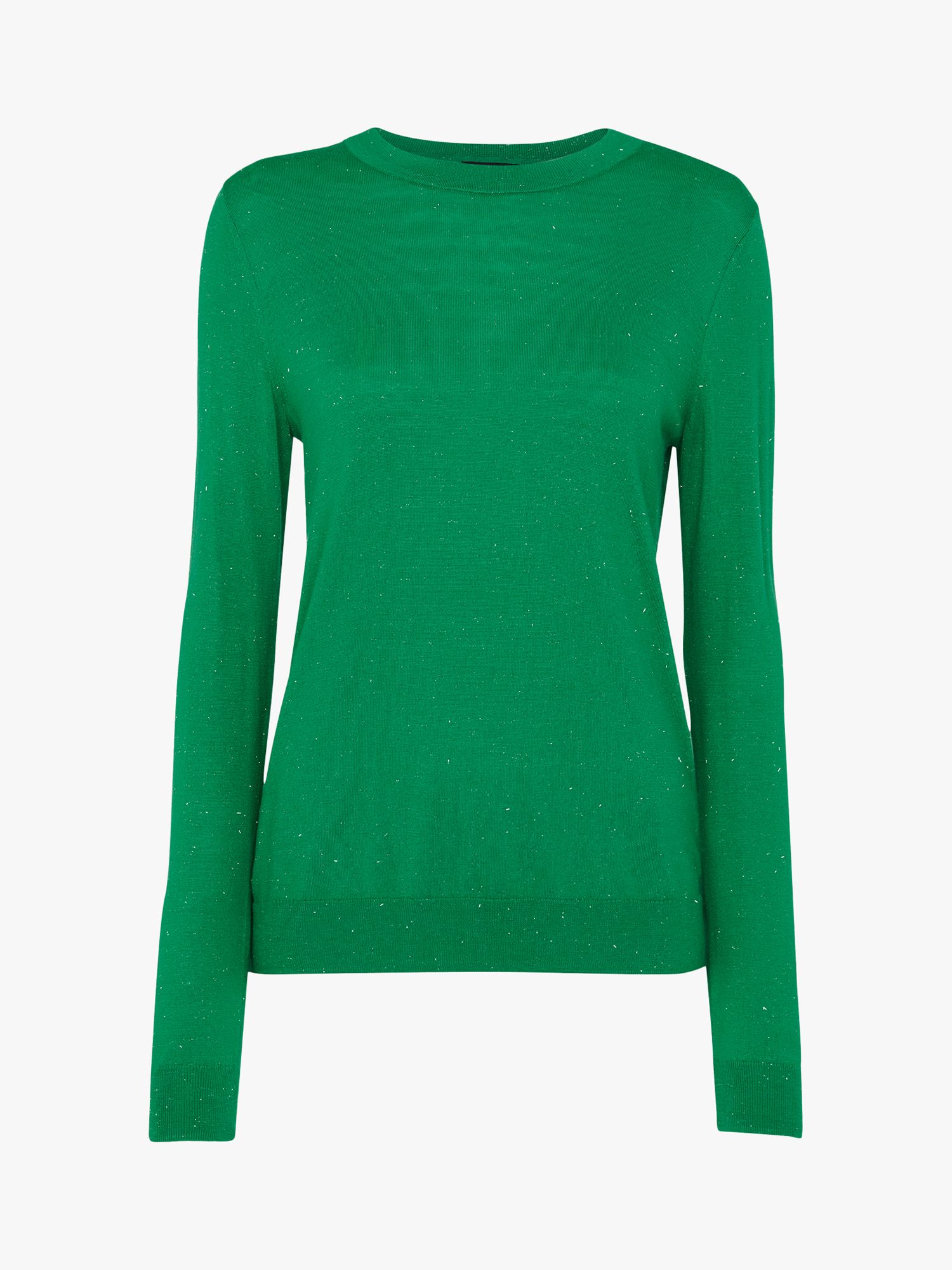 Whistles Annie Sparkle Crew Neck Jumper, Green at John Lewis & Partners