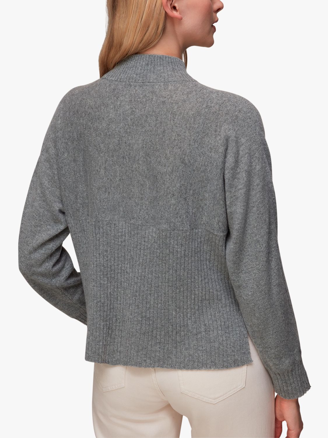 Whistles Ribbed Panel Cashmere Jumper, Grey at John Lewis & Partners