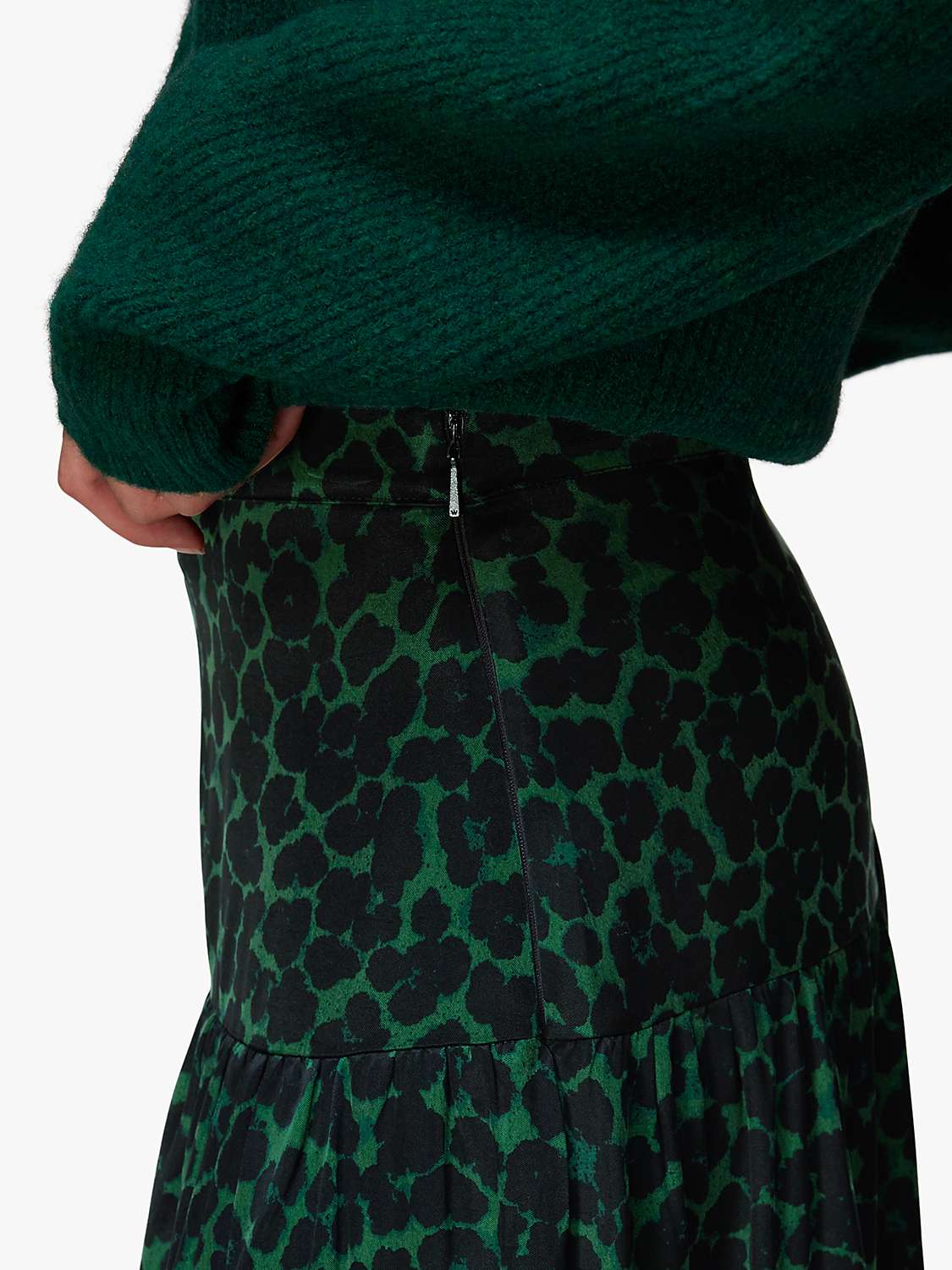 Buy Whistles Smudge Animal Print Tiered Midi Skirt Online at johnlewis.com