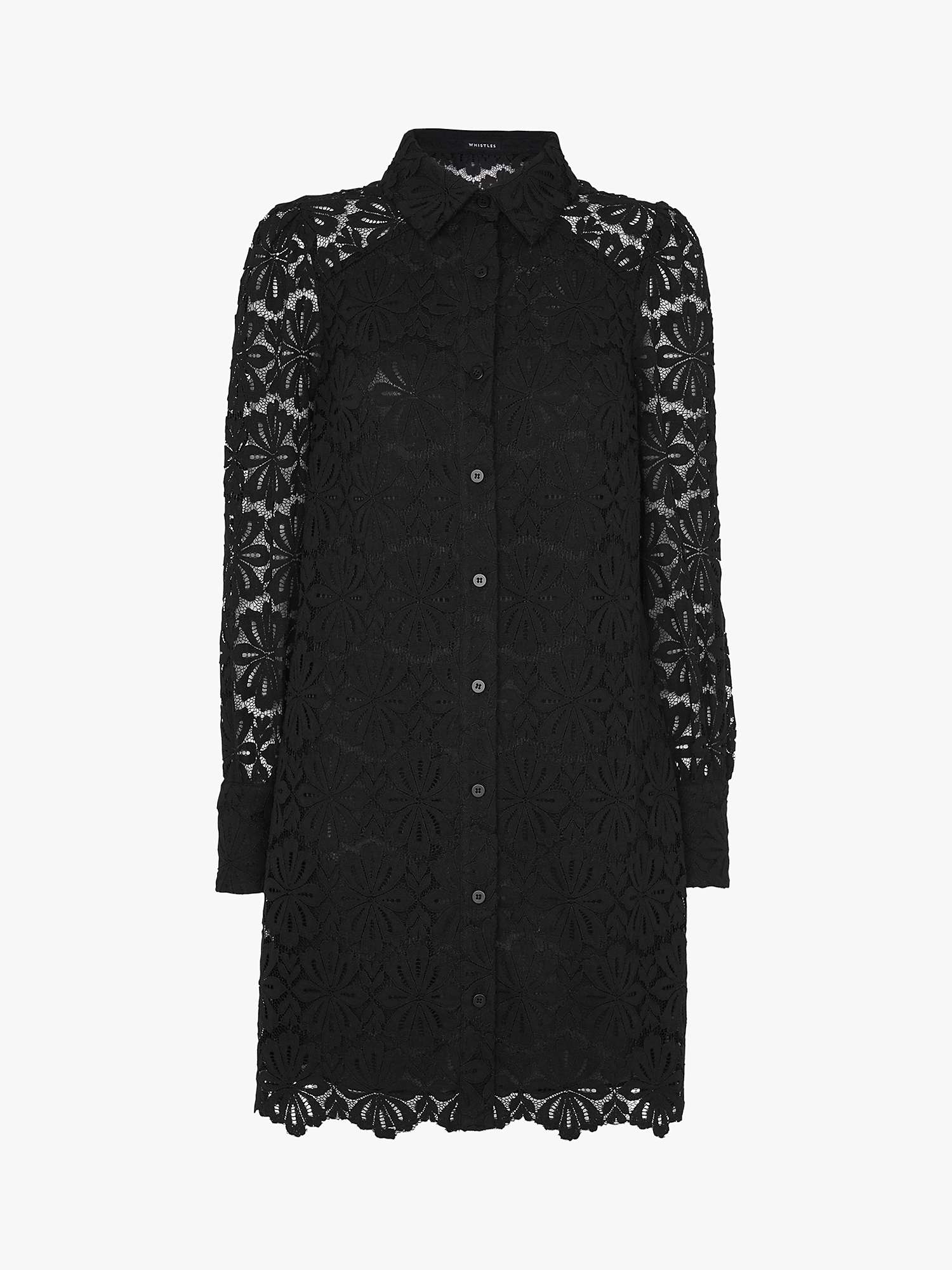 Buy Whistles Lace Shirt Mini Dress, Black Online at johnlewis.com