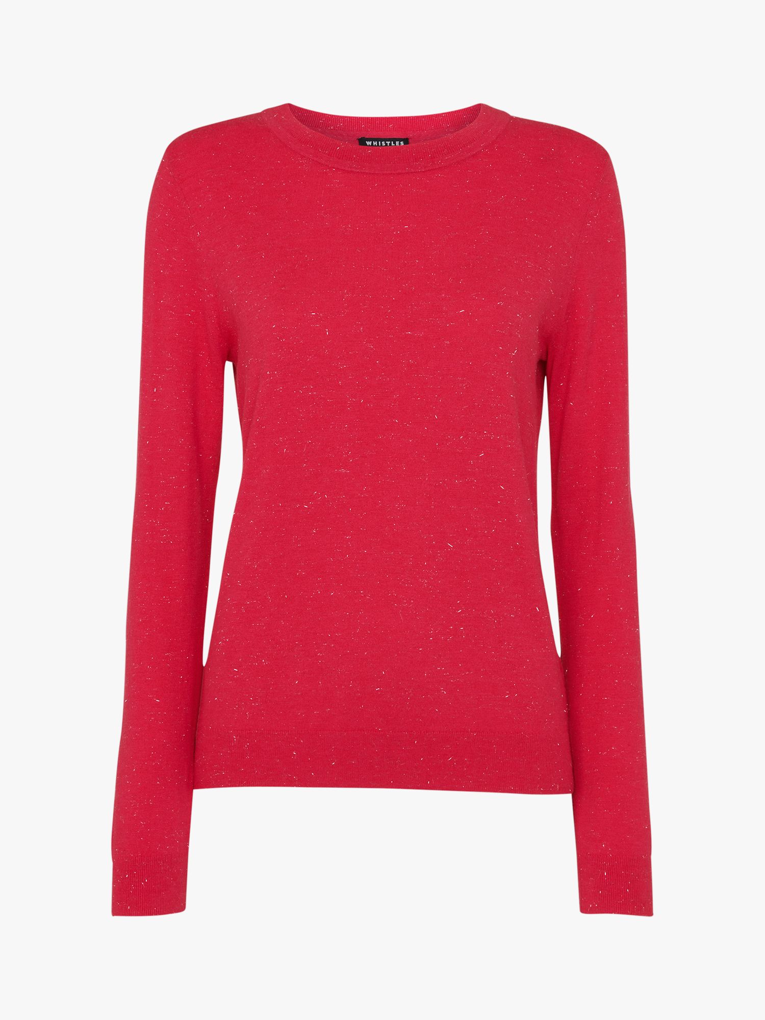 Whistles Annie Sparkle Crew Neck Jumper, Pink at John Lewis & Partners