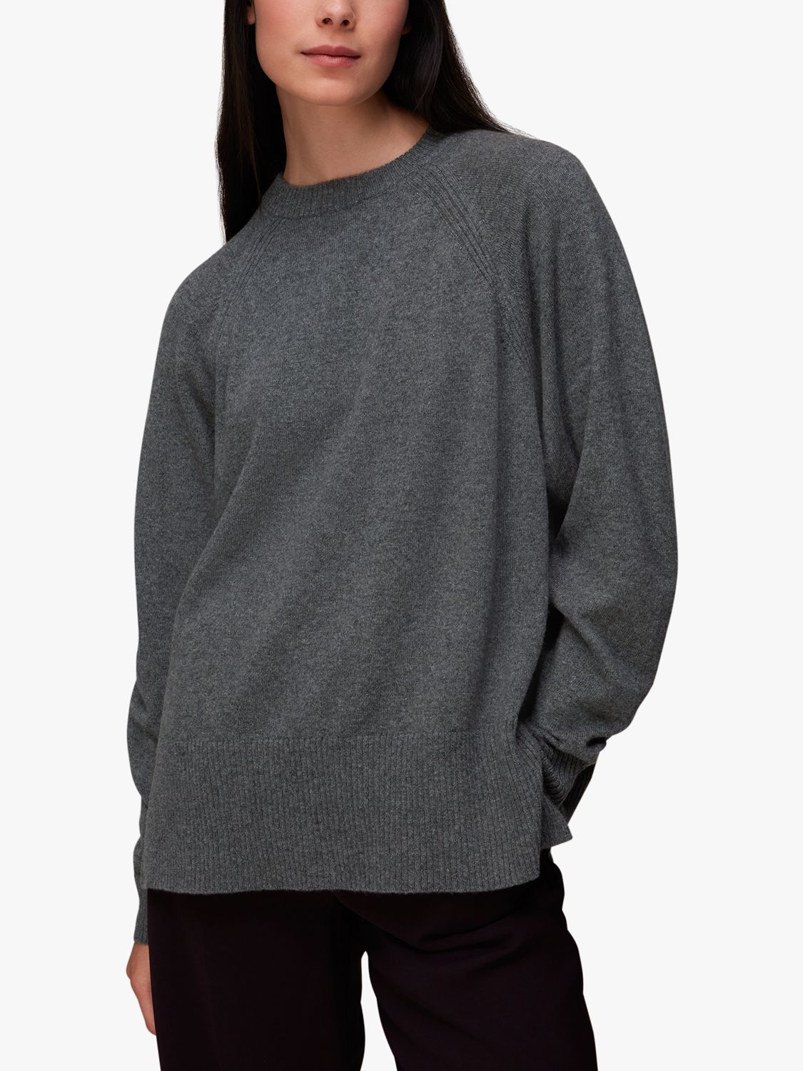 Whistles Ultimate Cashmere Jumper, Grey, XS