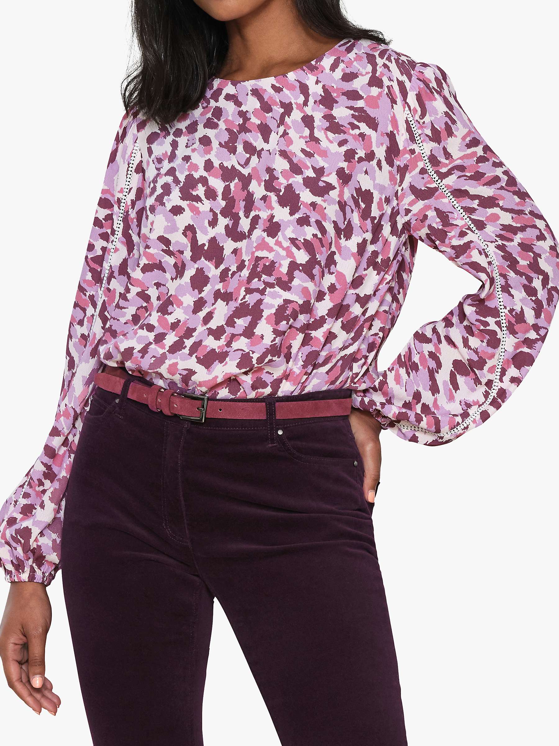 Buy Pure Collection Brush Stroke Print Top, Pink/Multi Online at johnlewis.com
