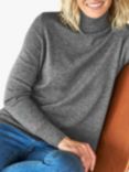 Pure Collection Cashmere Roll Neck Jumper, Soft Charcoal