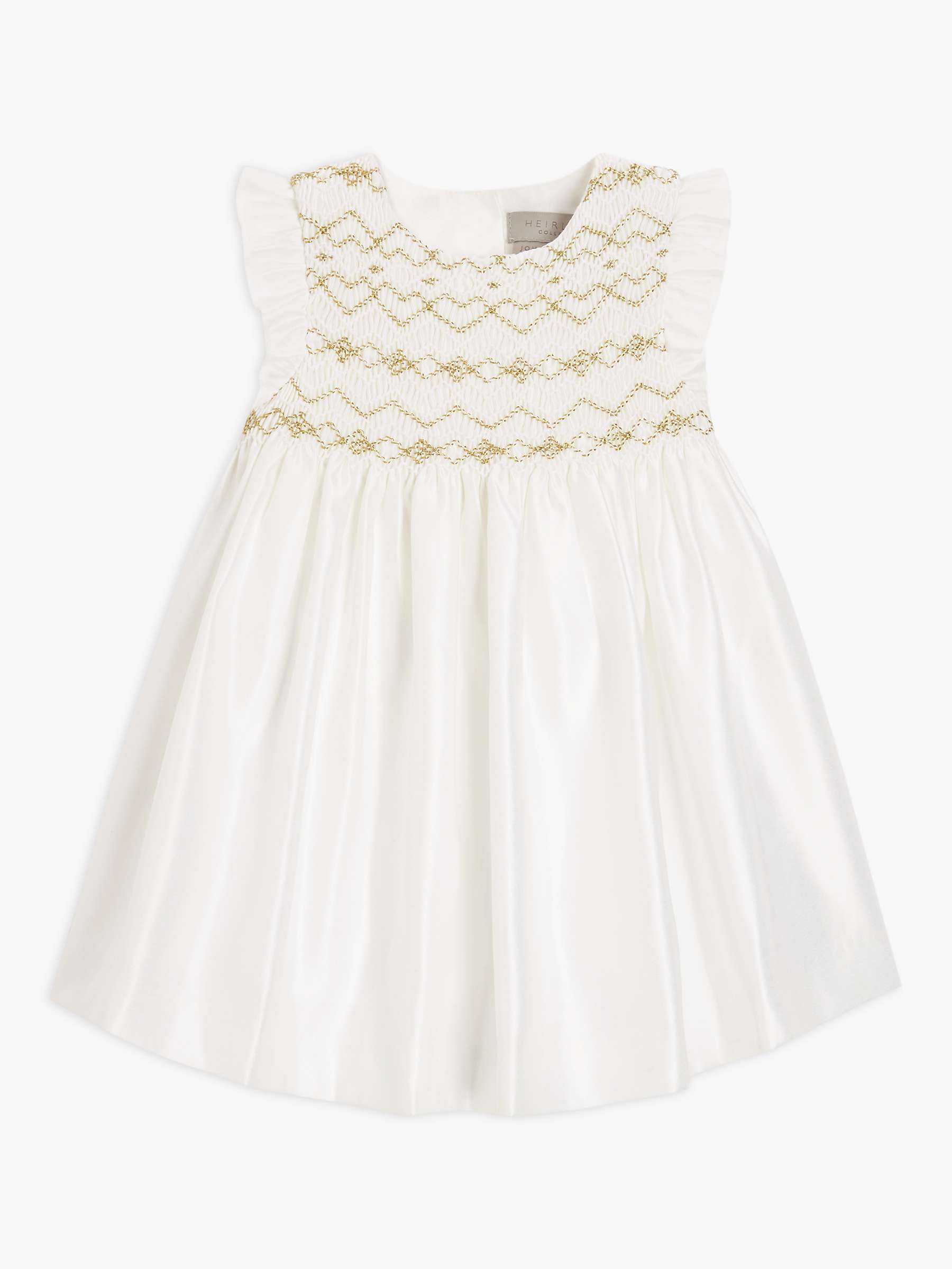 Buy John Lewis Heirloom Collection Baby Sateen Smock Dress, White Online at johnlewis.com