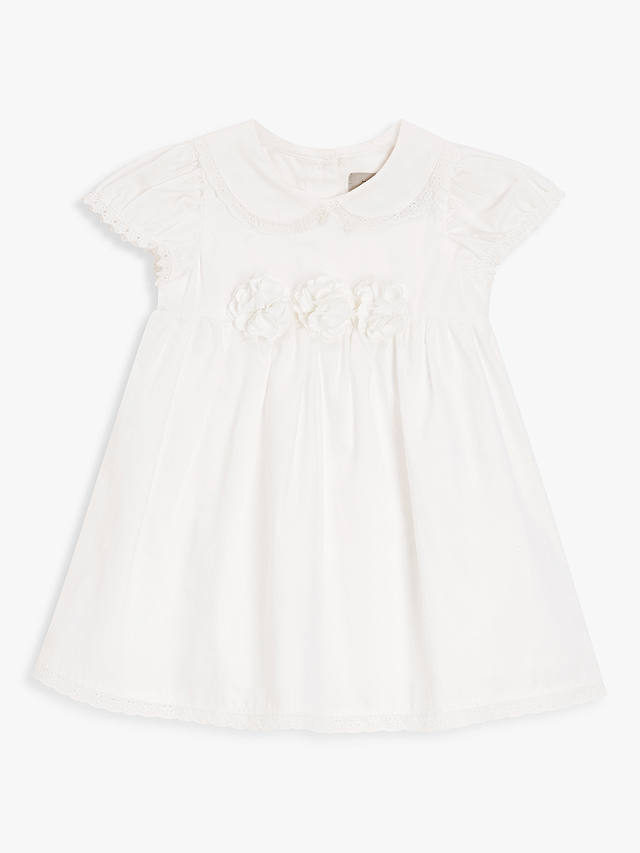 John Lewis Heirloom Collection Baby Cotton Collar Dress, White