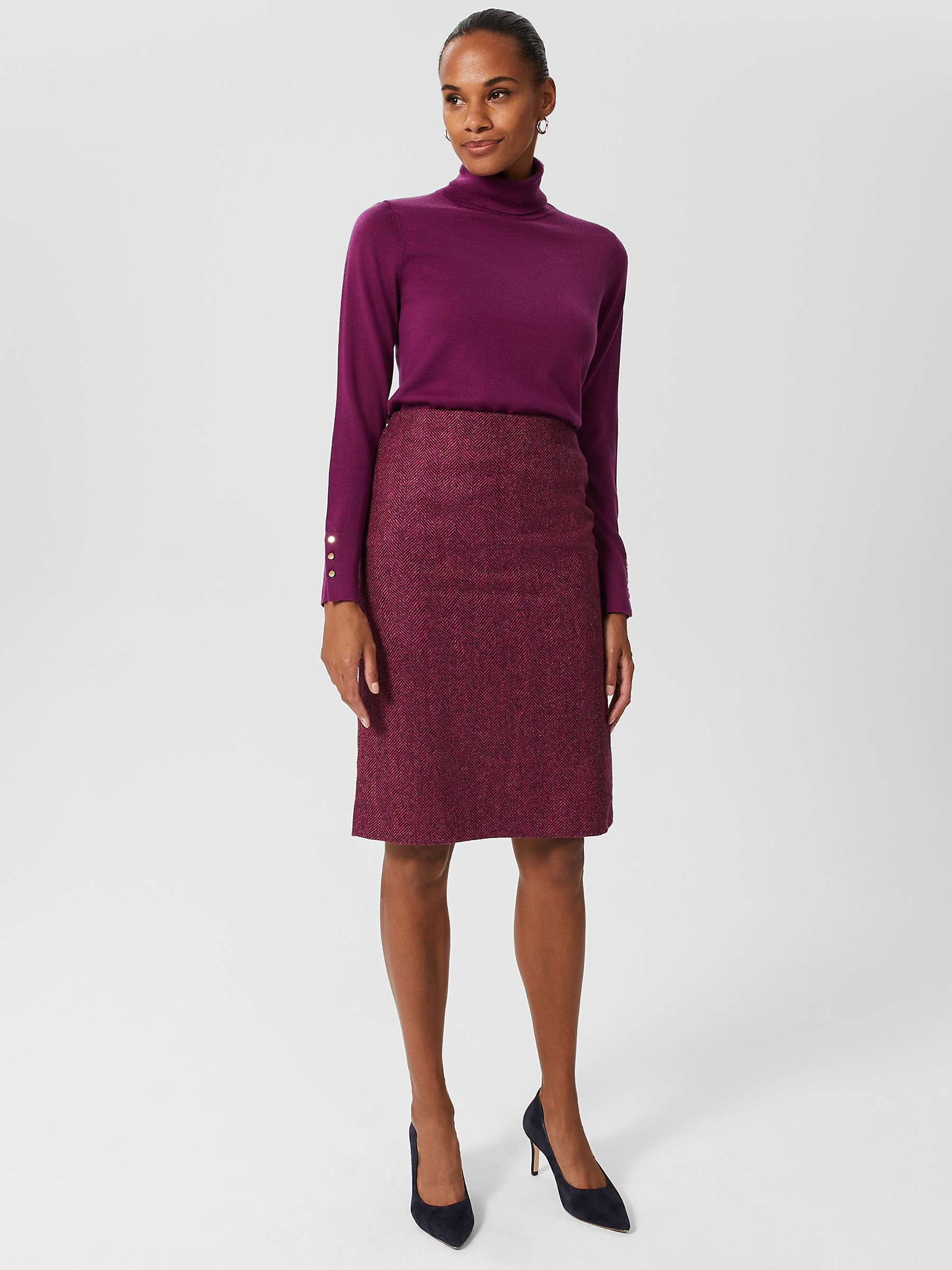 Buy Hobbs Daphne Wool Pencil Skirt, Purple/Multi Online at johnlewis.com