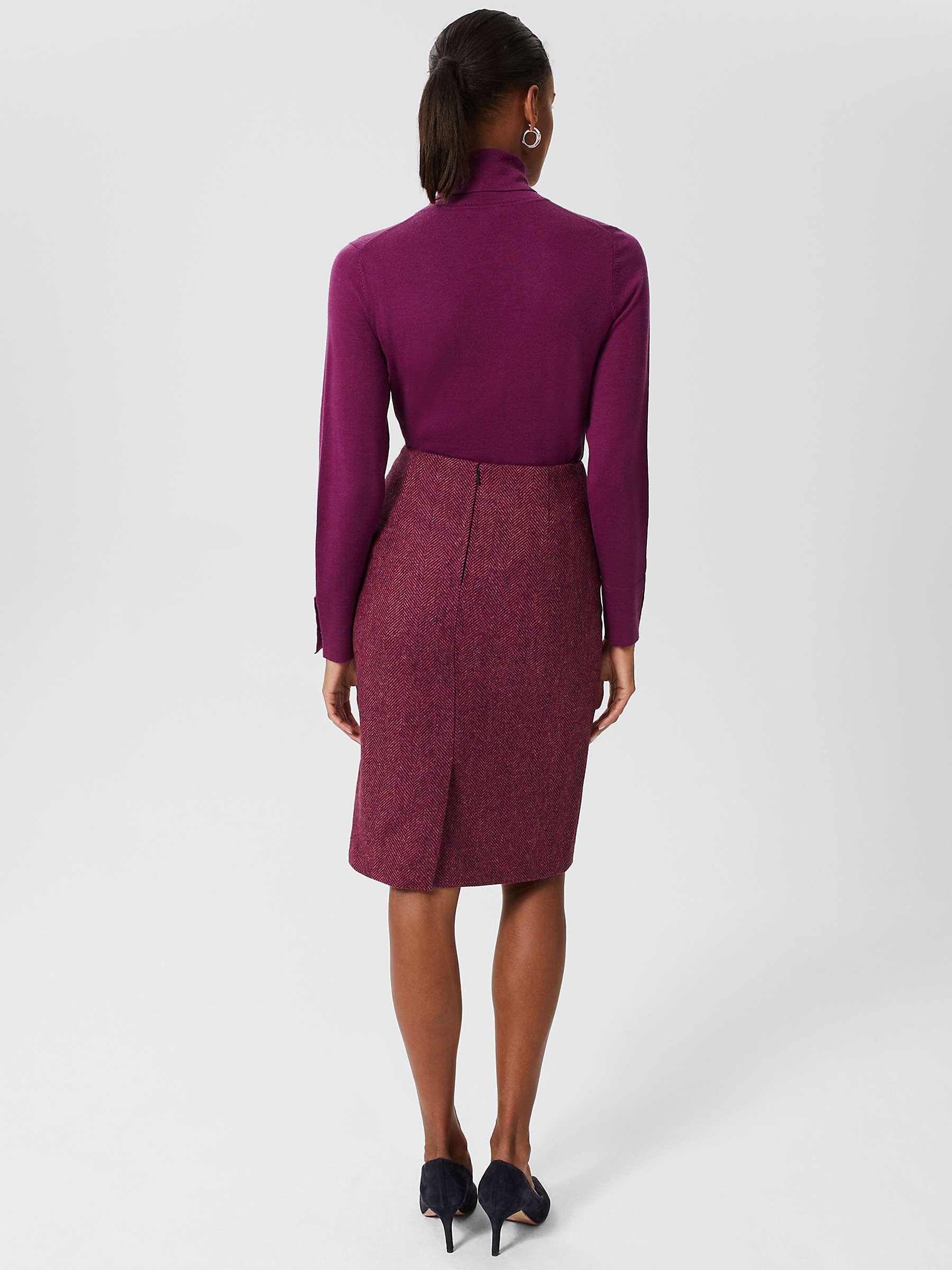 Buy Hobbs Daphne Wool Pencil Skirt, Purple/Multi Online at johnlewis.com