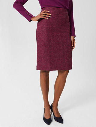 Hobbs Daphne Wool Pencil Skirt, Purple/Multi