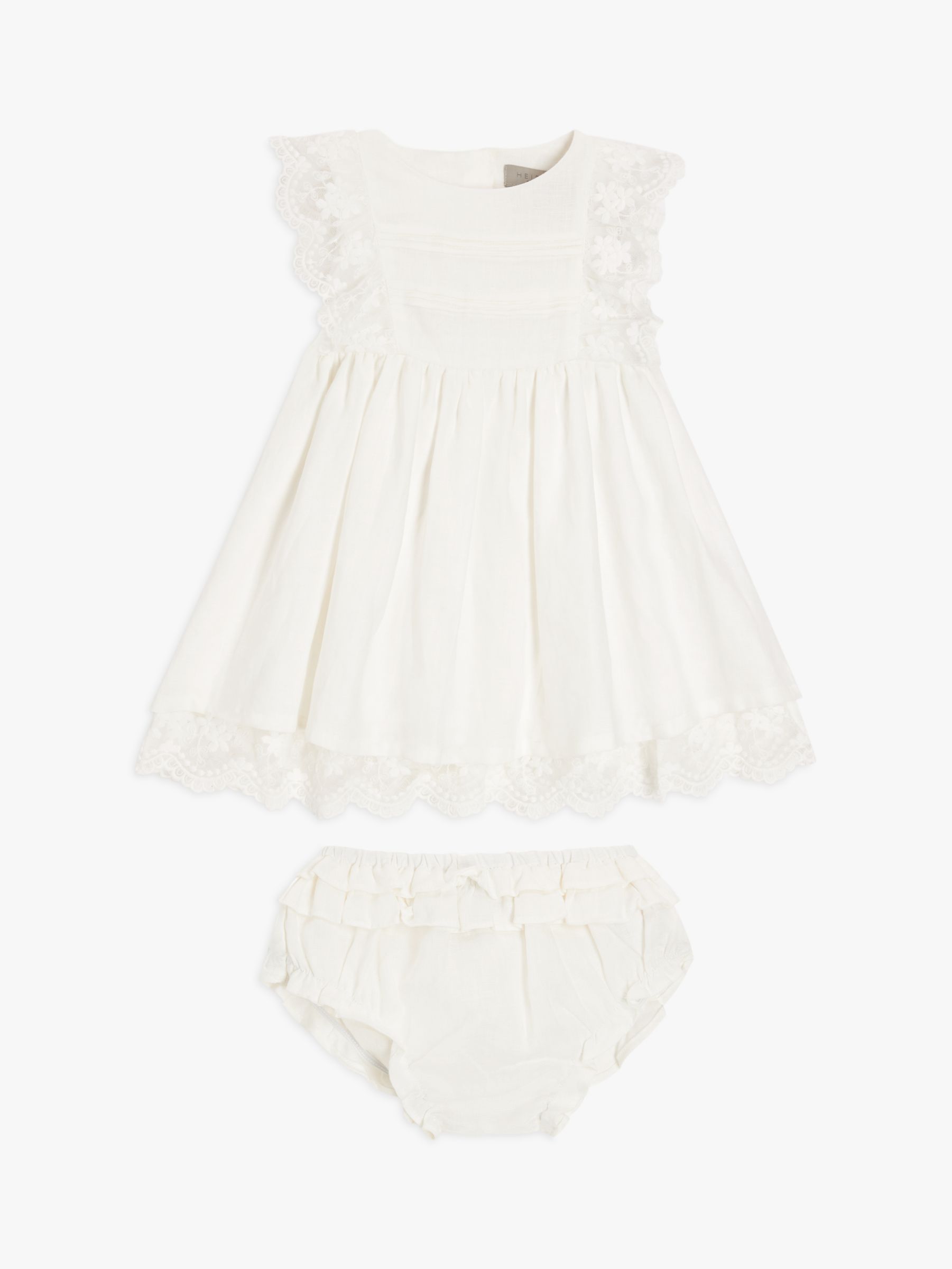 John Lewis Heirloom Collection Baby Linen Christening Dress & Bloomer Set, White, 12-18 months