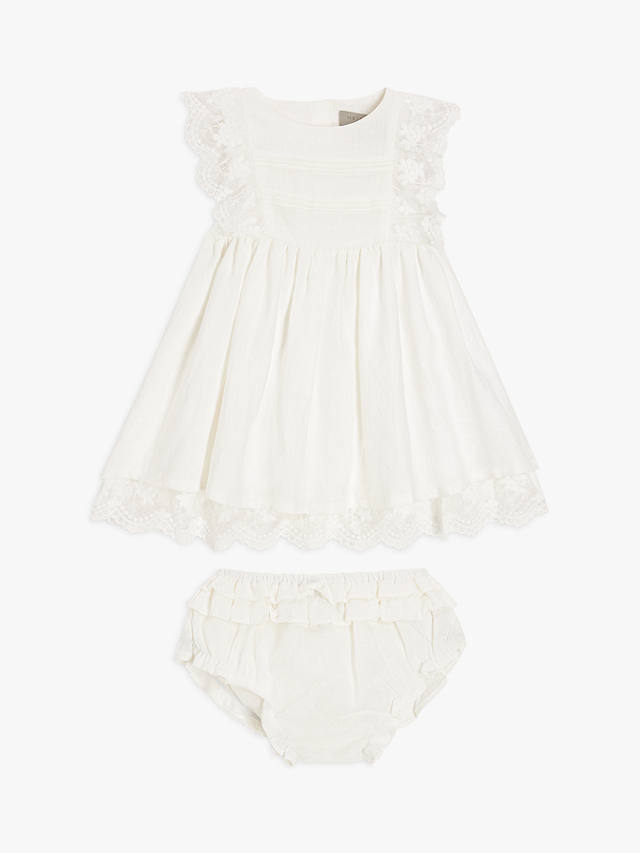 John Lewis Heirloom Collection Baby Linen Christening Dress & Bloomer Set, White