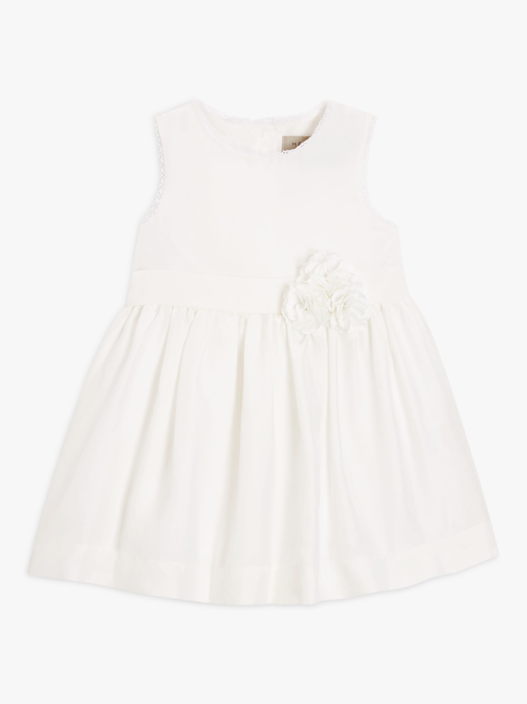 John Lewis Heirloom Collection Baby Silk Dress, White, 12-18 months