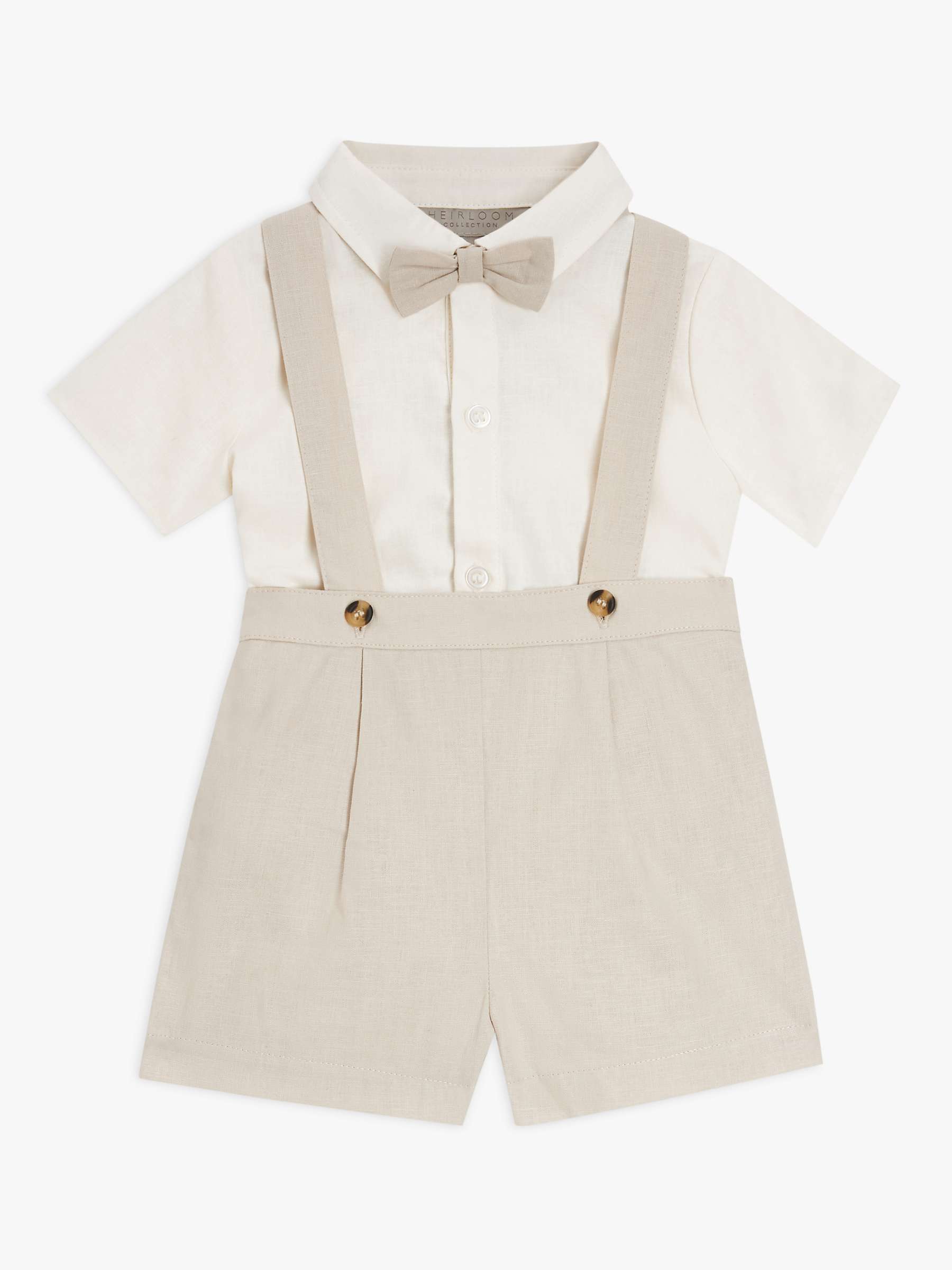 Buy John Lewis Heirloom Collection Baby Linen Bodysuit and Braces Set, White Online at johnlewis.com
