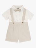 John Lewis Heirloom Collection Baby Linen Bodysuit and Braces Set, White