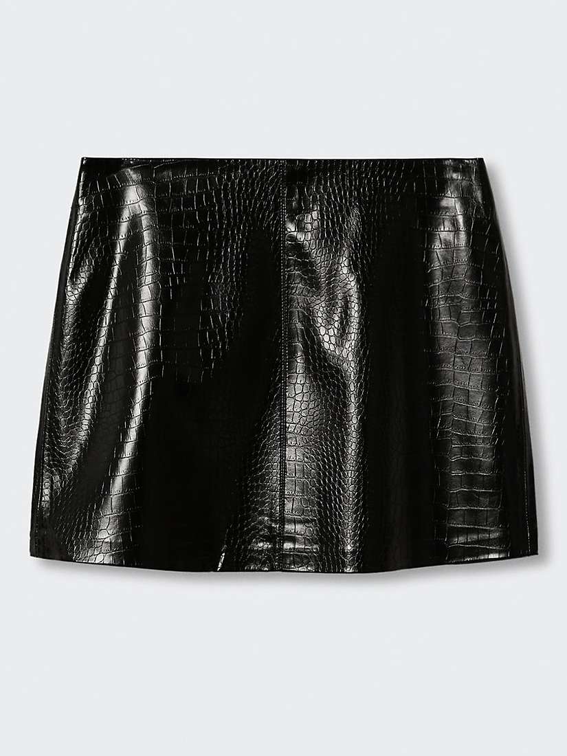 Mango Faux Leather Mini Skirt, Black at John Lewis & Partners