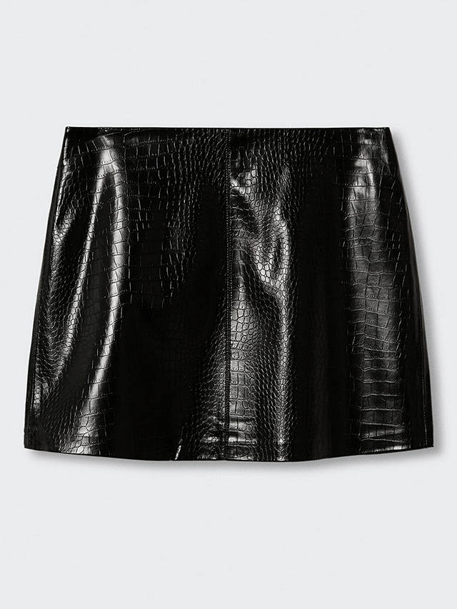 Mango Faux Leather Mini Skirt, Black at John Lewis & Partners
