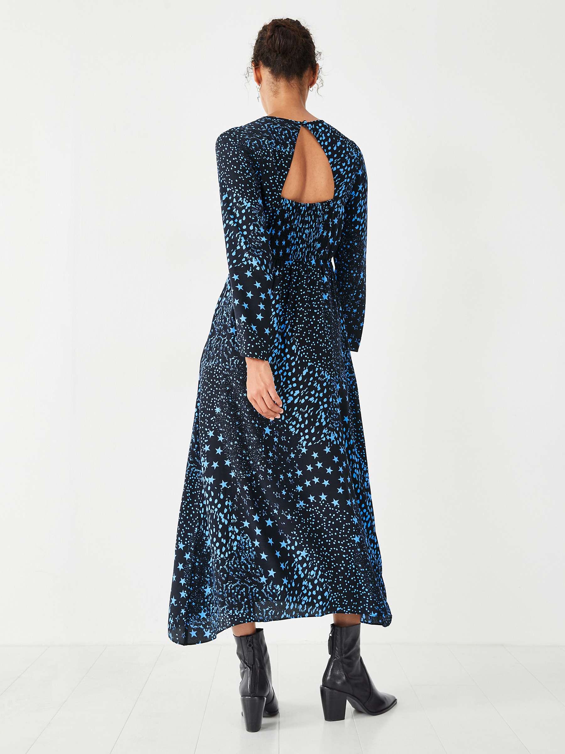 Buy HUSH Willow Midi Dress, Black/Blue Online at johnlewis.com