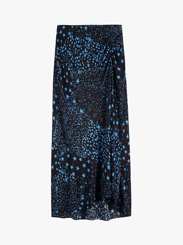 HUSH Lily Patchwork Star Midi Skirt, Black/Blue