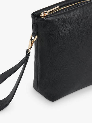 Whistles Avah Zip Top Leather Clutch Bag, Black