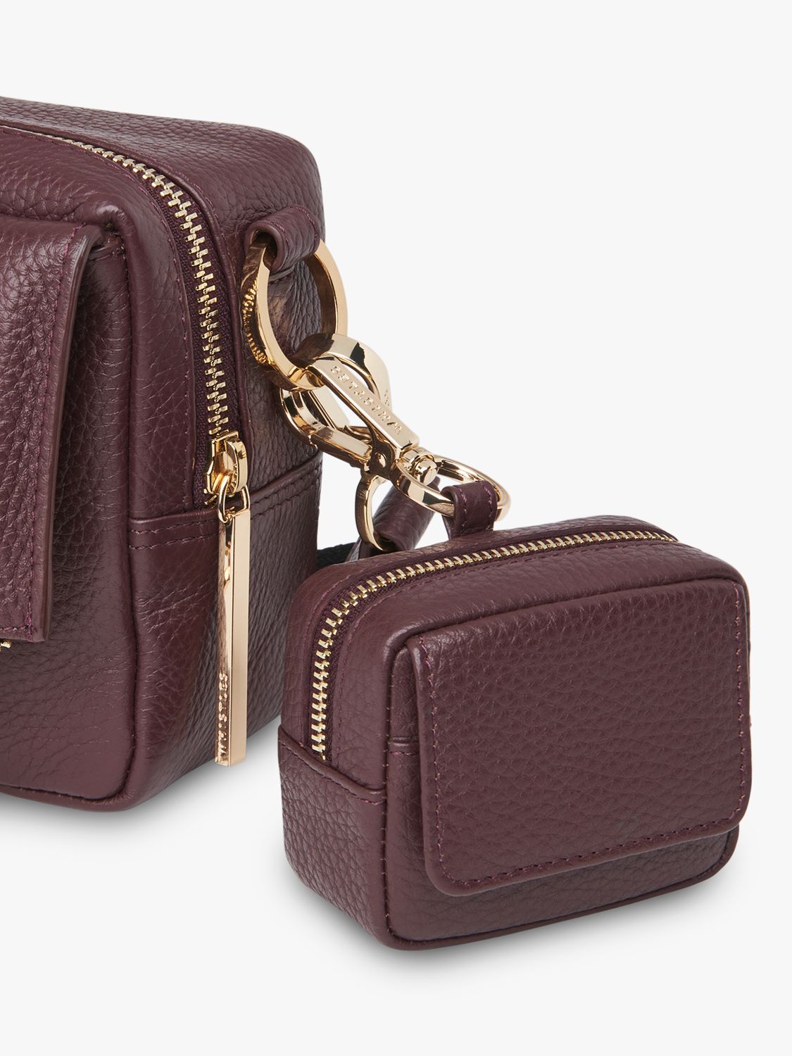 Whistles Bibi Mini Keyring Bag, Plum at John Lewis & Partners