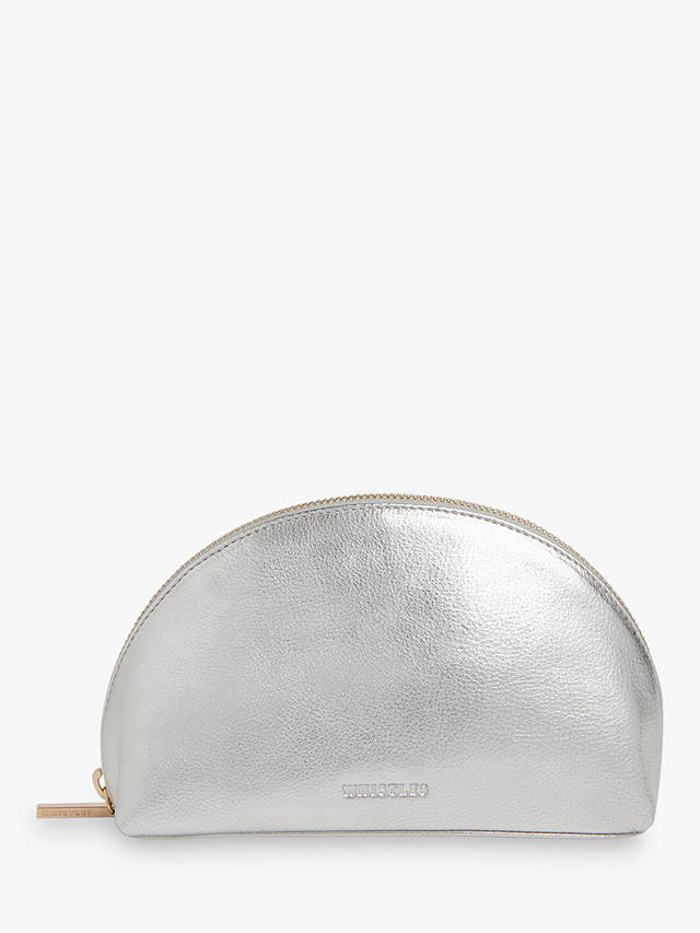 Whistles Nina Leather Make Up Bag, Silver 1