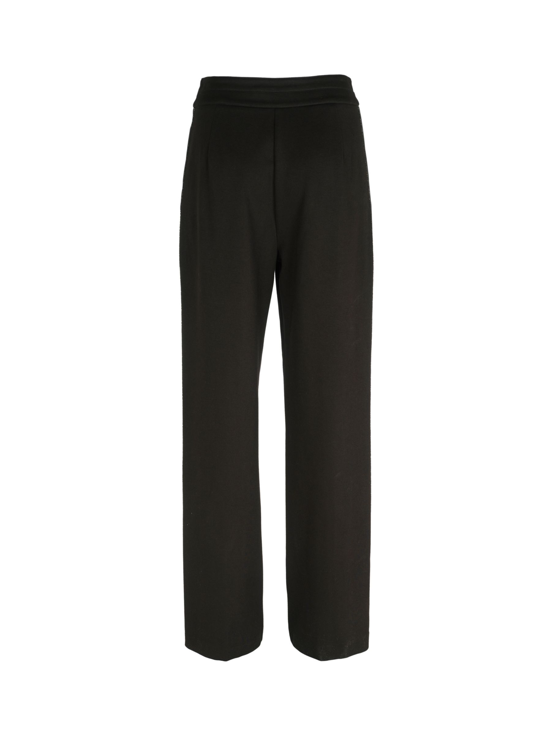 Mint Velvet Stripe Wide Leg Trousers, Black at John Lewis & Partners