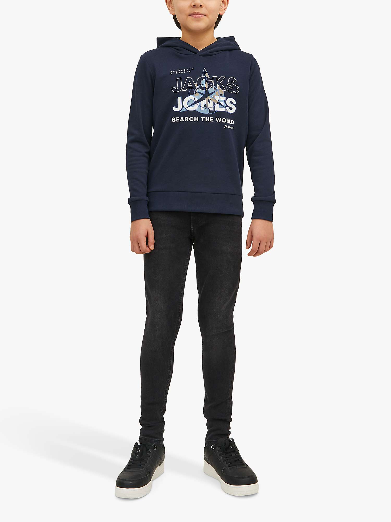 Jack & Jones Kids' Liam Skinny Jeans, Blue at John Lewis & Partners