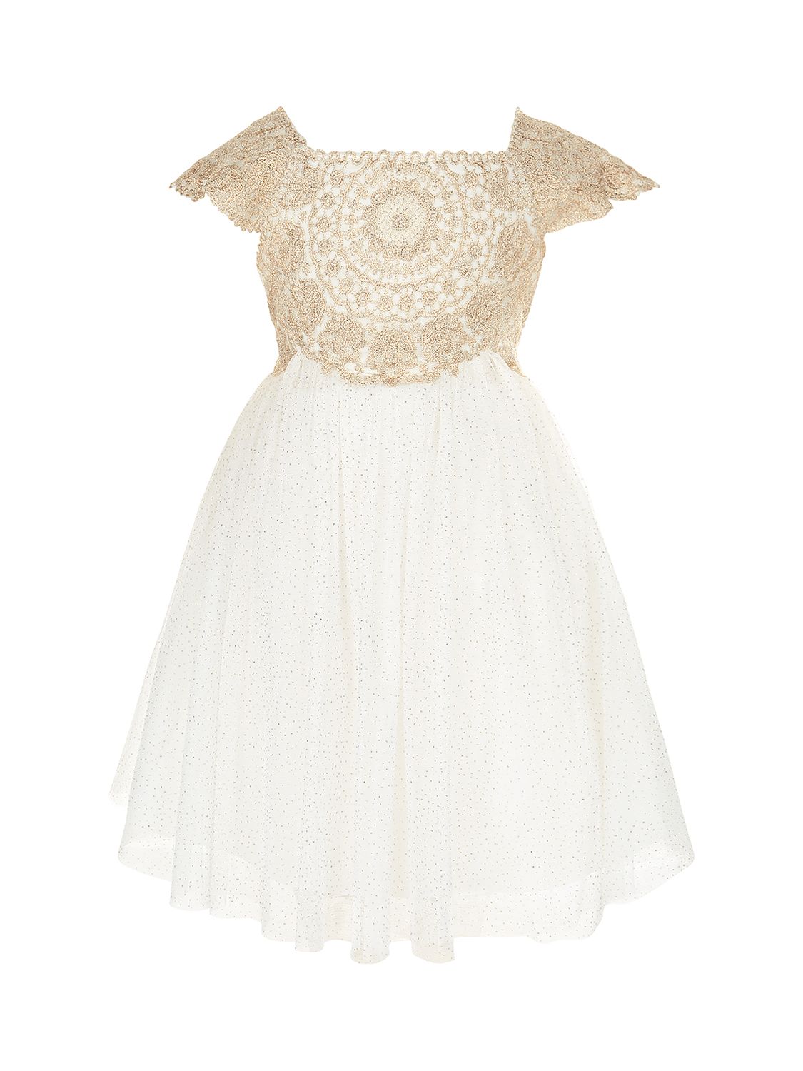Buy Monsoon Baby Estella Embroidered Bodice Party Dress, Gold Online at johnlewis.com