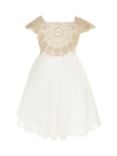 Monsoon Baby Estella Embroidered Bodice Party Dress, Gold