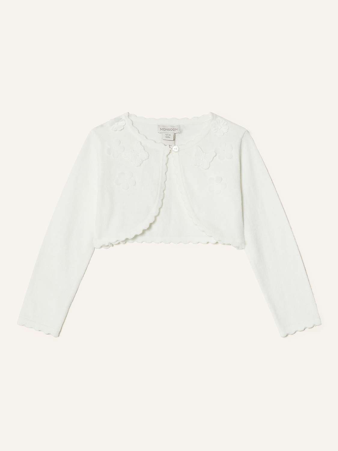 Buy Monsoon Baby Cotton 3D Butterfly Cardigan, Ivory Online at johnlewis.com