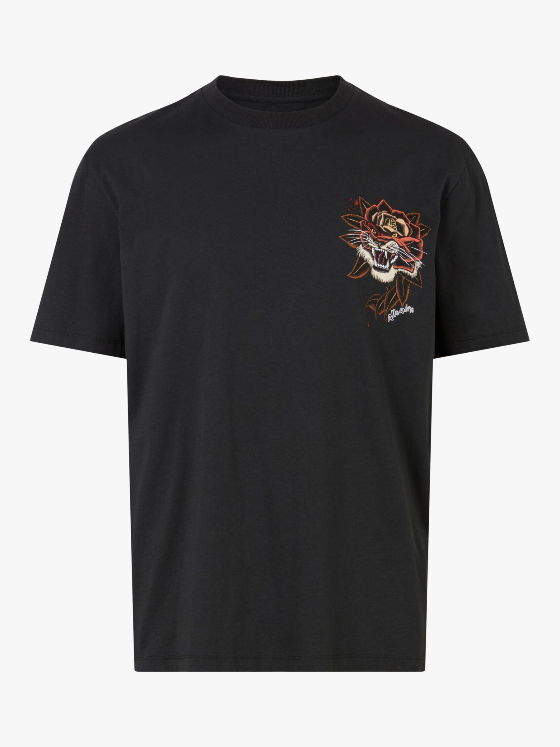 AllSaints Tiger Rose back graphic T-shirt in black