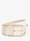 John Lewis Oval Buckle Leather Belt, White