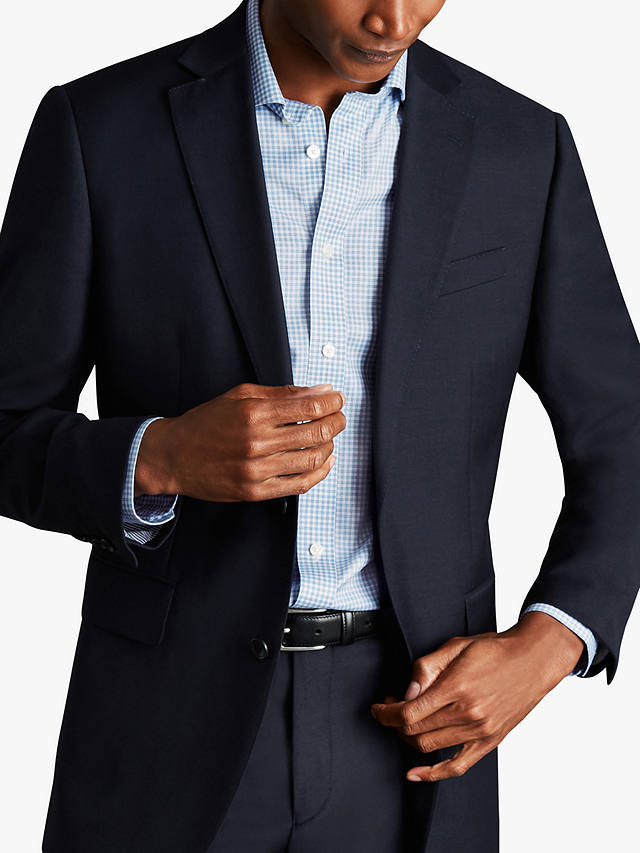 Charles Tyrwhitt Semi-Cutaway Collar Check Shirt, Steel Blue