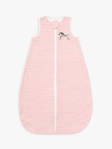 John Lewis Stripe Zebra Baby Sleeping Bag, 0.5 Tog, Pink/White