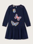 Monsoon Kids' WWF Butterfly Sweater Dress, Navy, Navy