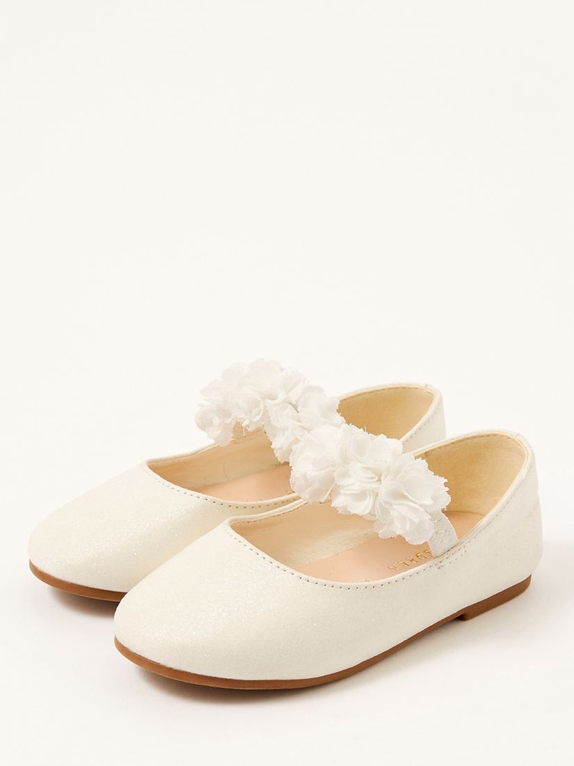 Monsoon Kids' Shimmer Corsage Booties, Ivory, 2 Jnr