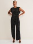 Phase Eight Victoriana Abstract Print Jumpsuit, Black