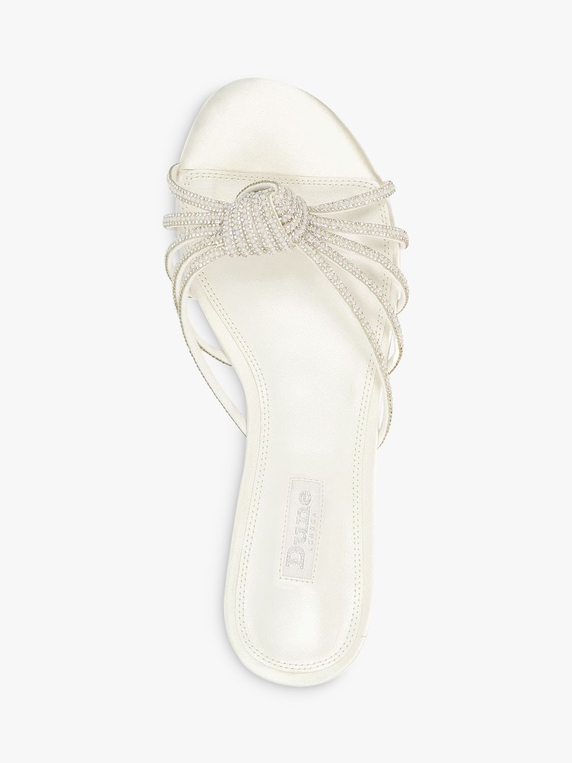 Dune Bridal Collection Newlie Crystal Knot Flat Satin Sandals, Ivory, 3