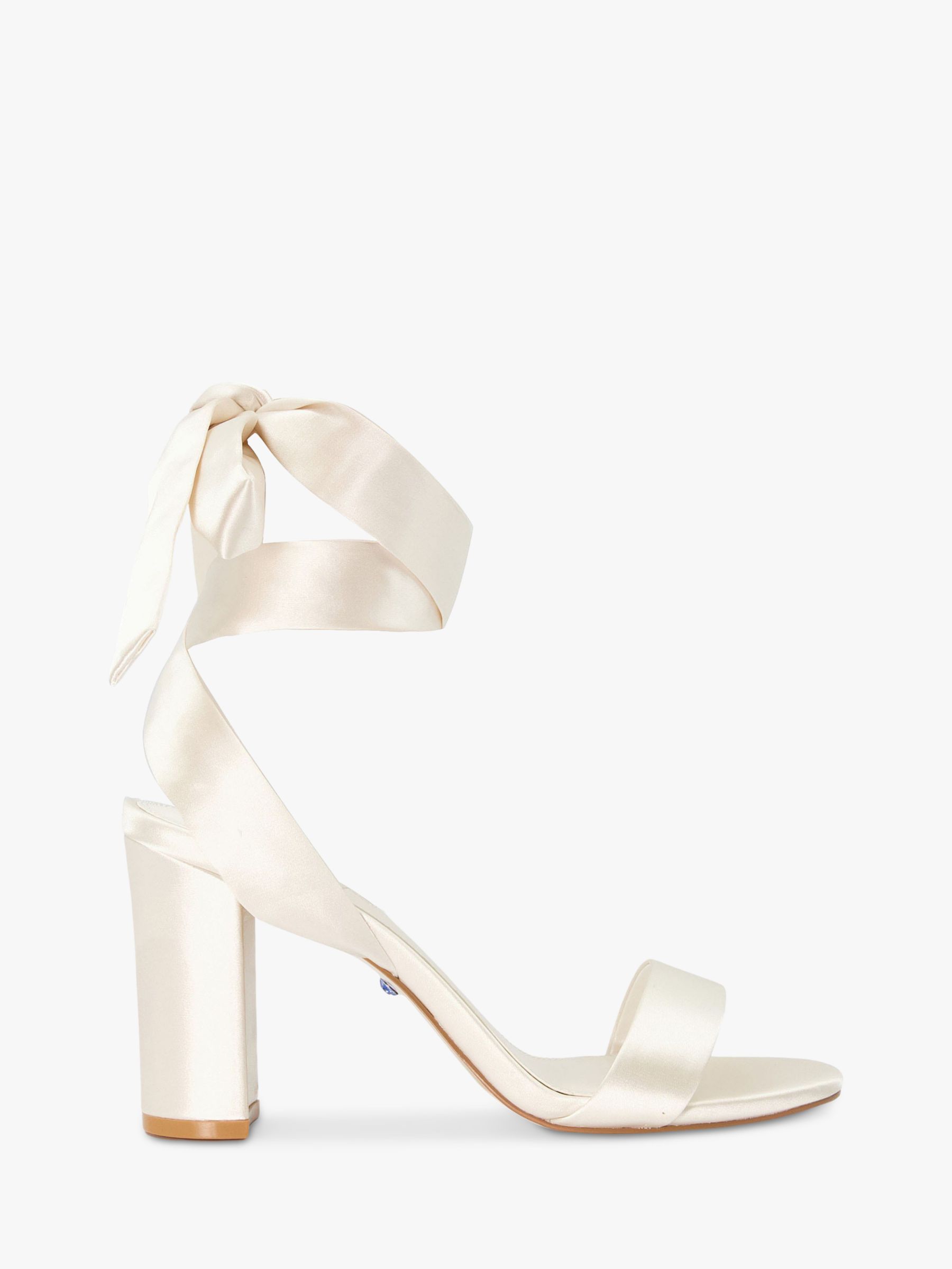 Dune Bridal Collection Marnies Ankle Tie Block Heel Satin Sandals, Ivory