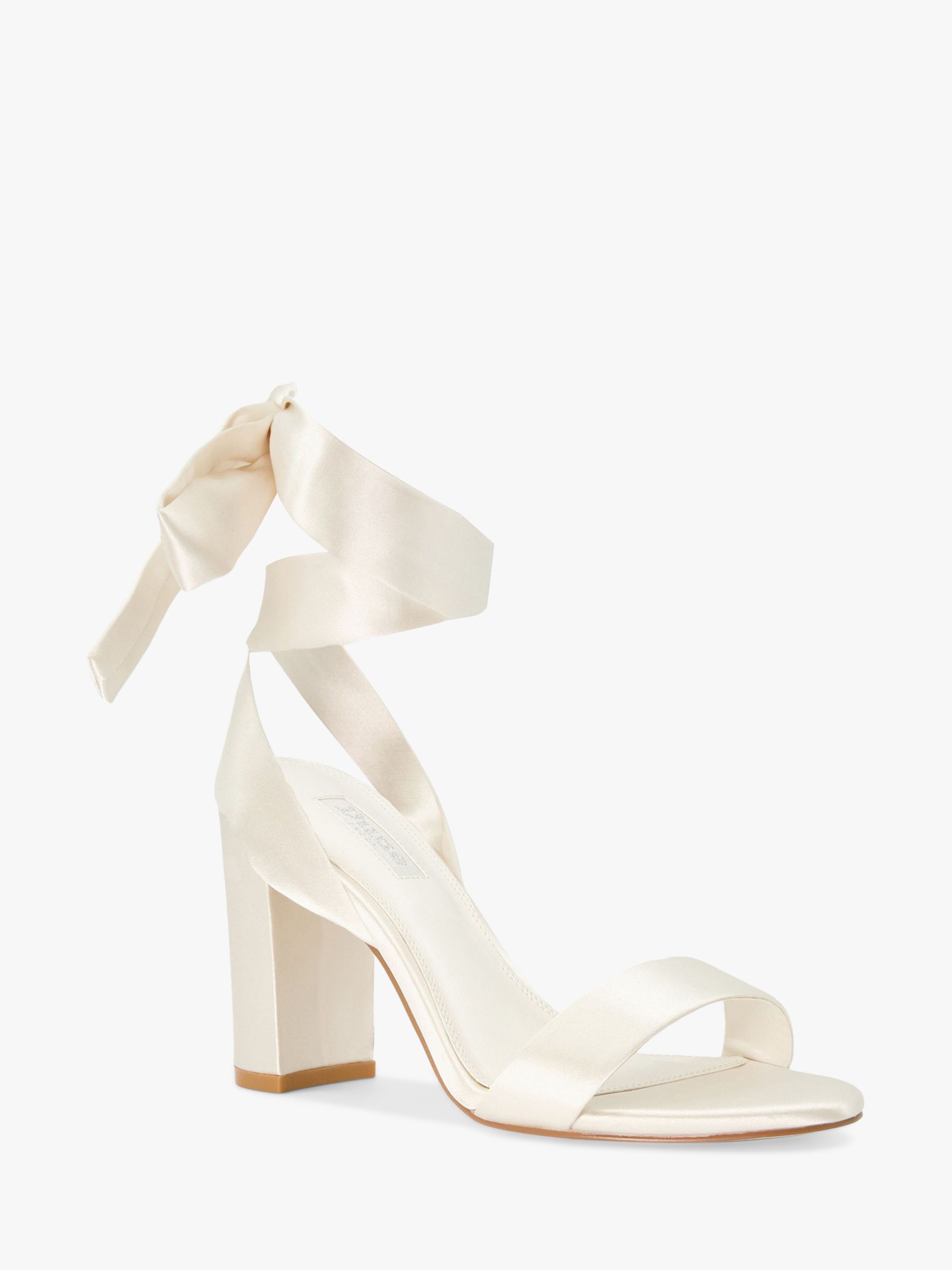 Dune Bridal Collection Marnies Ankle Tie Block Heel Satin Sandals ...