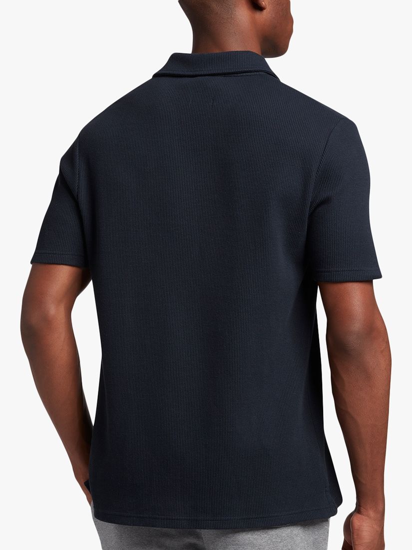 Lyle & Scott Waffle Knit Polo Shirt, Z271 Dark Navy at John Lewis ...