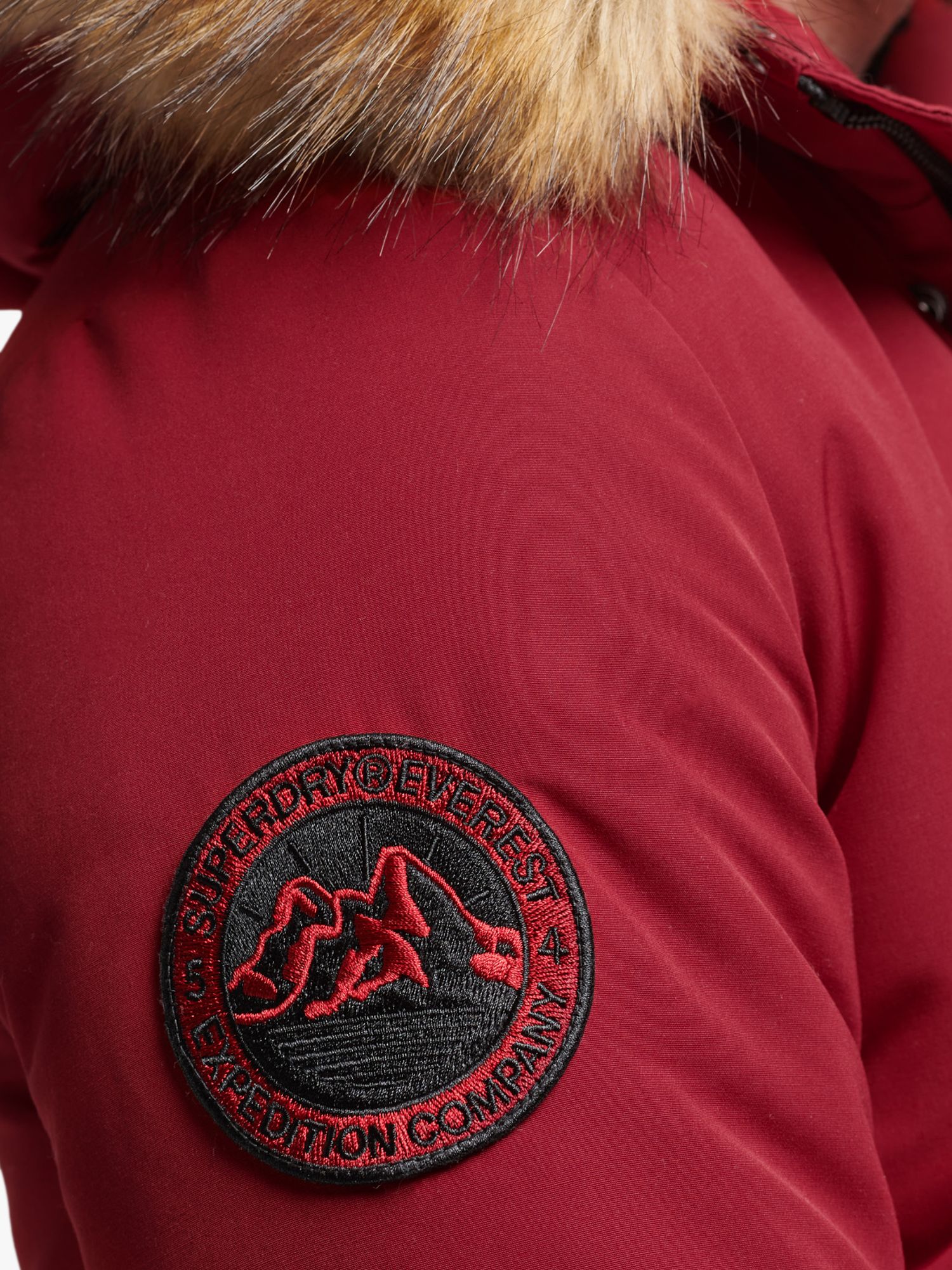Superdry Everest Hooded Bomber Jacket, Deep Red, S